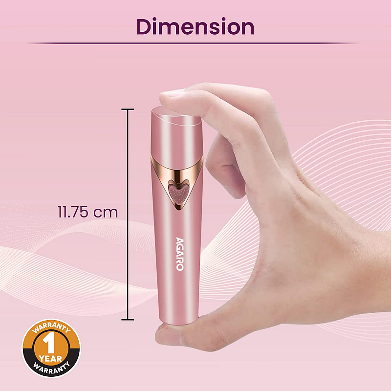 AGARO Facial Hair Remover MHR100 for Women, Electric Painless Hair Remover with 3D Floating Head  Rose Gold