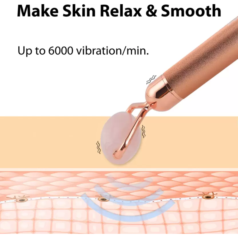 AGARO 33600 3-In-1 Electric Rose Quartz Face Roller Massager (Rose Gold)