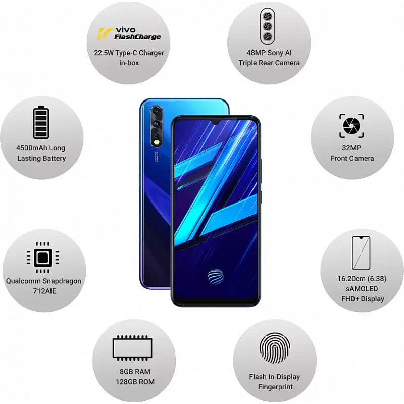 vivo Z1x (Fusion Blue, 4GB RAM 128 GB Storage ) Refurbished