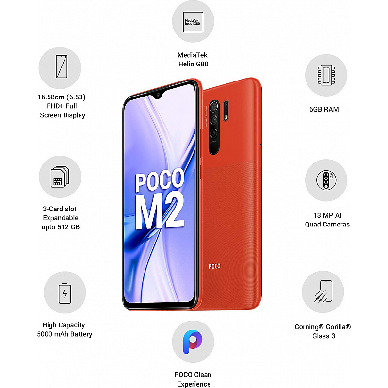 POCO M2 (Brick Red 6 GB RAM 128 GB Refurbished 