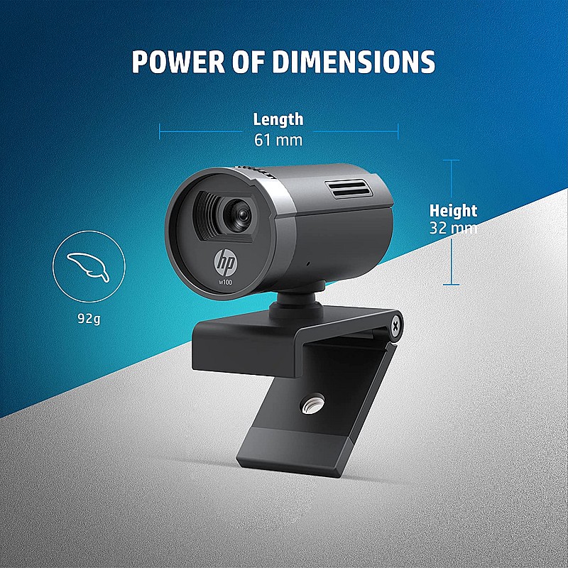 HP w100 480p/30 Fps Webcam, Built-in Mic