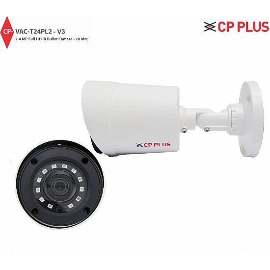 Cp Plus 2.4 Mp Indigo Full Hd Ir Night Vision Bullet Camera - 20 Mtr Ir, Ip66 