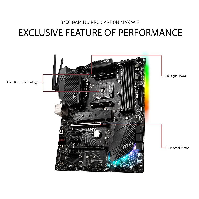 Msi B450 Gaming pro carbon max wi-fi amd motherboard amd ryzen 5000&3000 desktop ready