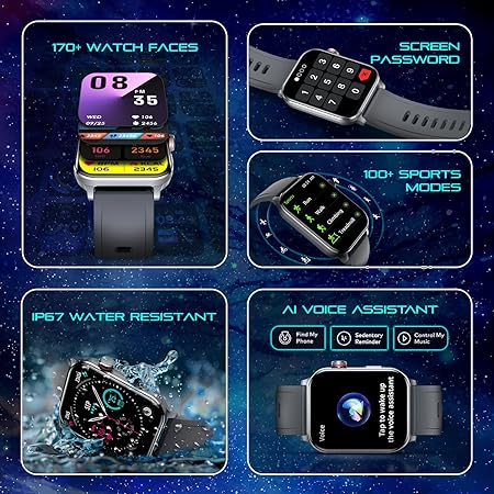 itel ICON-3 Smartwatch with Single chip BT Calling, 2.01" AMOLED Display, 500 Nits Brightness, Functional Crown, IP67 Waterproof