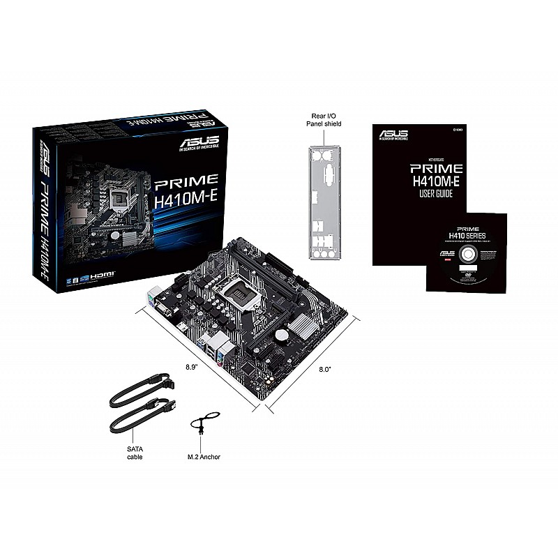 ASUS Prime H410M-E Intel PCIe 3.0 DDR4 mATX Motherboard with M.2 USB 3.2 Gen1 HDMI and SATA III 6Gbps