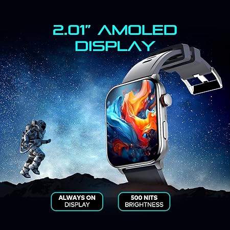 itel ICON-3 Smartwatch with Single chip BT Calling, 2.01" AMOLED Display, 500 Nits Brightness, Functional Crown, IP67 Waterproof