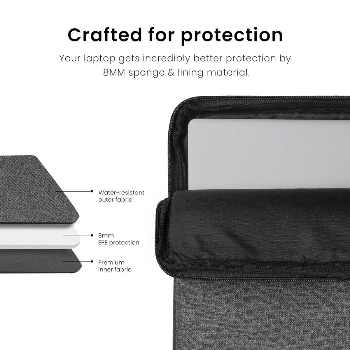 Alifiya Polyester MacBook Laptop Sleeve Cover Bag 16 Inch with Charger Pouch Grey