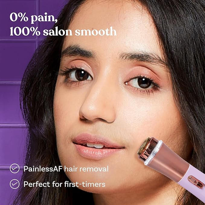 Bombae Women Painless Trimmer for Facial Hair and Eyebrow and Sideburns Trimmer 30 min Runtime 1 Length Settings (Purple)