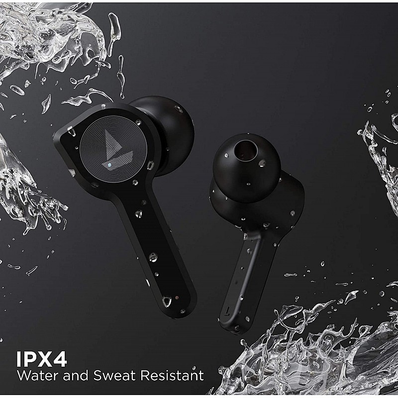 boAt airdopes 408 tws ear-buds with true voice assistant up to 20h total playback, ipx4 water resistance active black