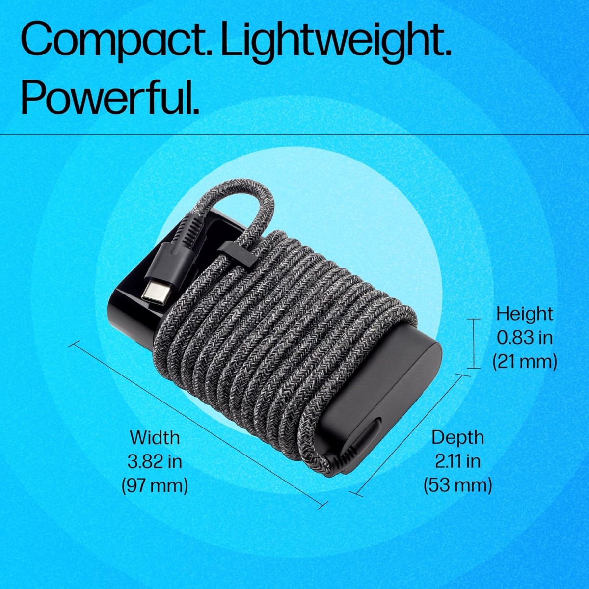 HP USB-C 65W Laptop Charger, 65W, Type-C USB, AC Adapter (671R2AA)