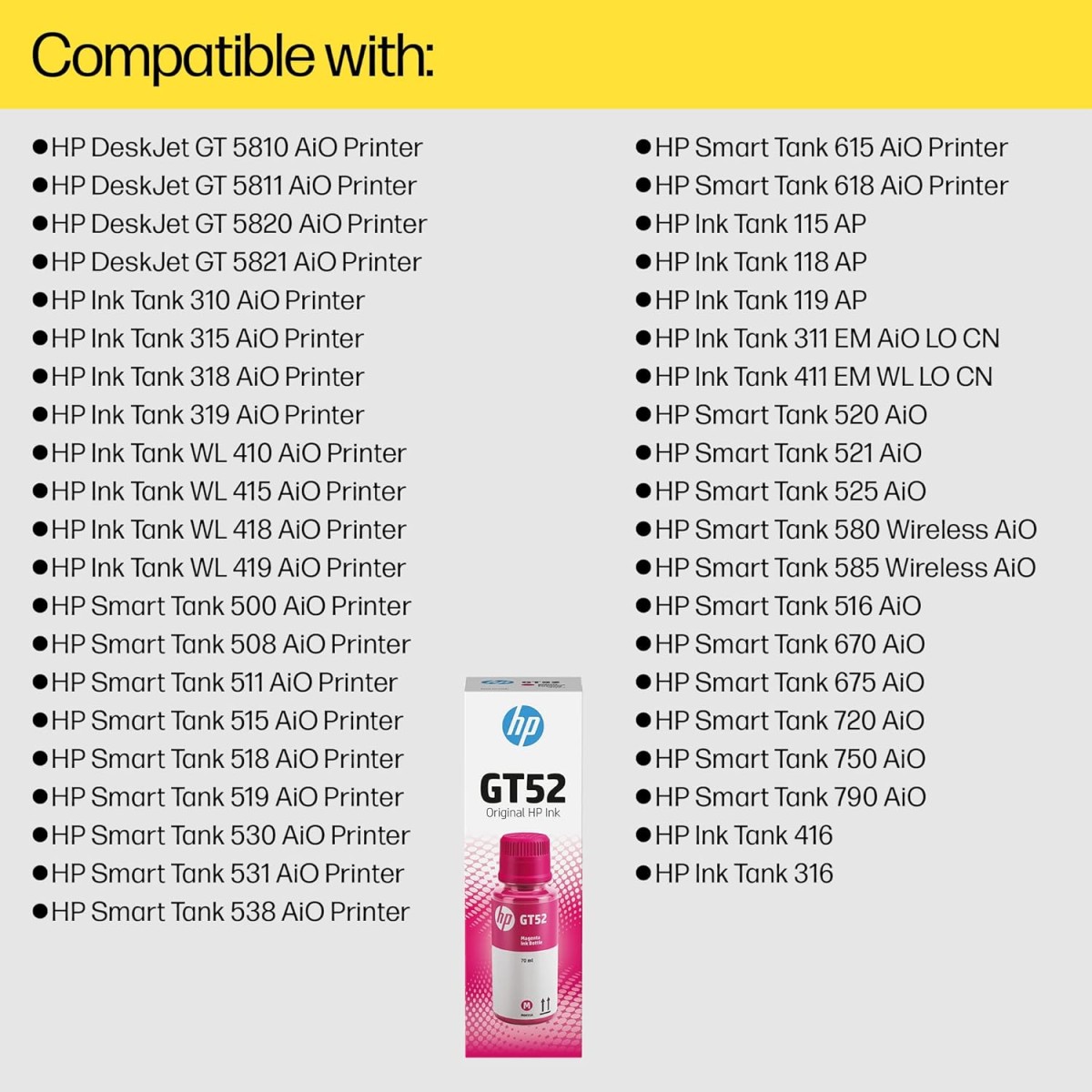 HP GT52 70-ML Magenta Original Ink Bottle HP GT52 70-ML Magenta Original Ink Bottle