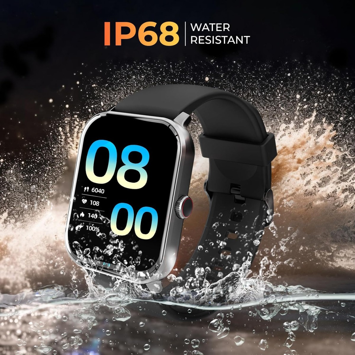 beatXP Marv 1.85 inch HD Screen Calling AI Voice Assistant Smartwatch (Electric Black Strap, Free Size)