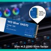 Western Digital WD SN550 250GB NVMe Internal SSD - 2400MB/s R, 950MB/s W, (WDS250G2B0C, Blue)