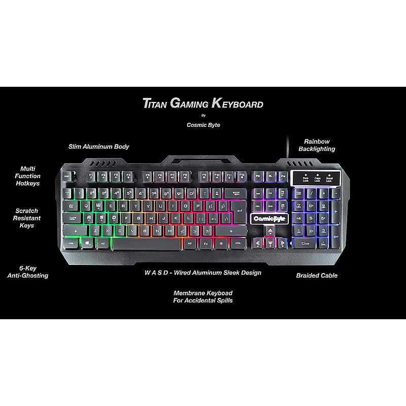 Cosmic Byte CB-GK-05 Titan Wired Gaming Keyboard with Aluminum Body