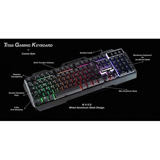 Cosmic Byte CB-GK-05 Titan Wired Gaming Keyboard with Aluminum Body Refurbished 