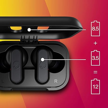 Skullcandy Dime True Wireless in-Ear Bluetooth Earbuds with Charging Case and Microphone, IPX4 Water & Dust Resistant
