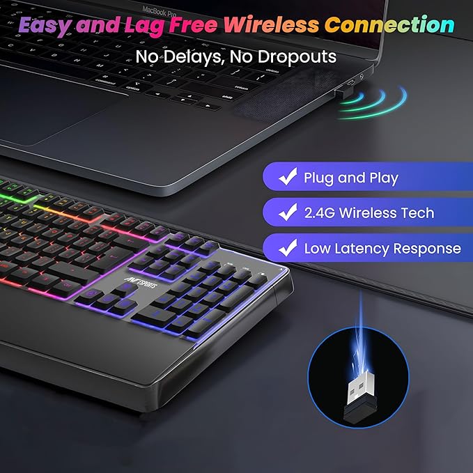 Ant Esports KM500 Pro Backlit Gaming Membrane Keyboard-19 Coating and 3200 DPI Optical Sensor LED Backlit Scroll Wheel Mouse Combo