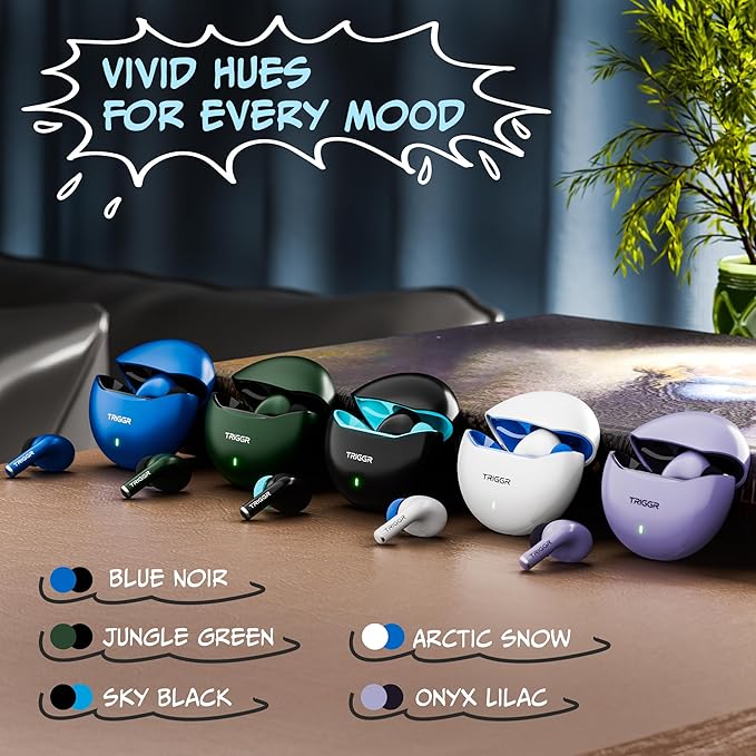 TRIGGR Rizz with 40H Playback, Spherical Design, 13mm Drivers, Rich Bass, Fast Charging Bluetooth