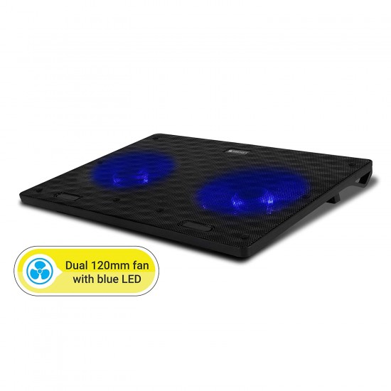 Zebronics Zeb-NC3300 USB Powered Laptop Cooling Pad with Dual Fan Dual USB Port and Blue LED Lights