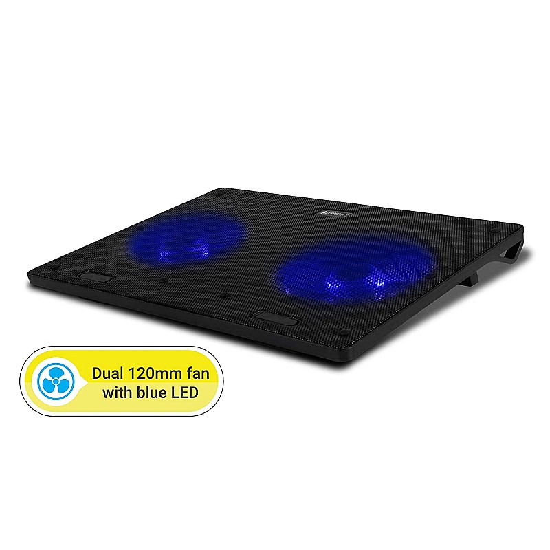 Zebronics, ZEB-NC3300 USB Powered Laptop Cooling Pad with Dual Fan, Dual USB Port and Blue LED Lights-