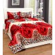Homdazal doble bed printed bedsheet (Tiger Print with Roses New 3D|Triple Red Roses 3D)