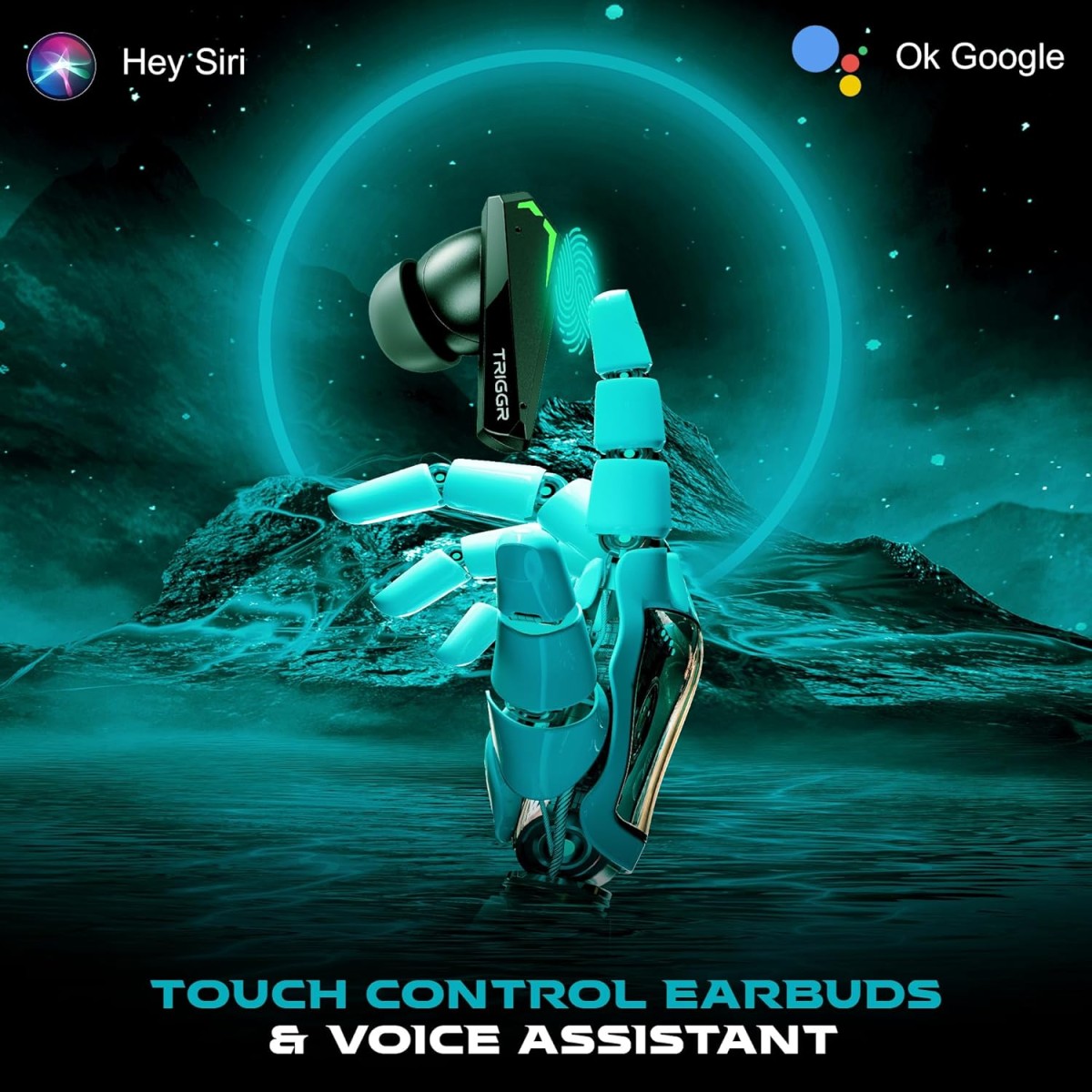 TRIGGR Kraken X2 Gaming Earbuds, TWS Low Latency, ENC Quad 4 Mics with Bluetooth v5.3 Rapid Pairing, 40 Hrs Playtime, IPX4 Water Resistance, Wireless in-Ear Earpods (Black)