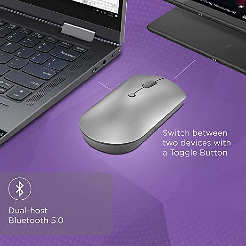 Lenovo 600 Bluetooth 5.0 Silent Mouse: Compact, Portable, Dongle-Free Multi-Device connectivity