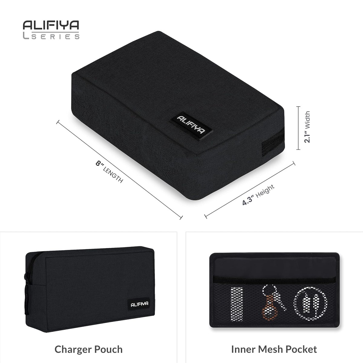 Alifiya Polyester MacBook Laptop Sleeve Cover Bag 16 Inch with Charger Pouch Black