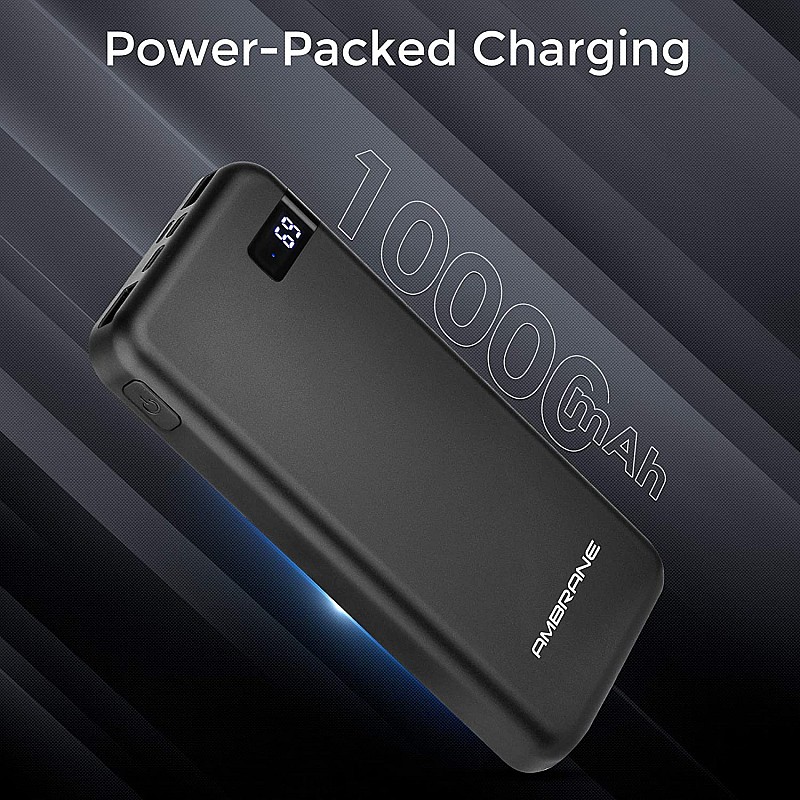 Ambrane India 10000 mAh Wireless Power Bank with QCPD Technology for Fast Charging