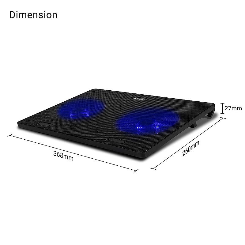 Zebronics, ZEB-NC3300 USB Powered Laptop Cooling Pad with Dual Fan, Dual USB Port and Blue LED Lights-