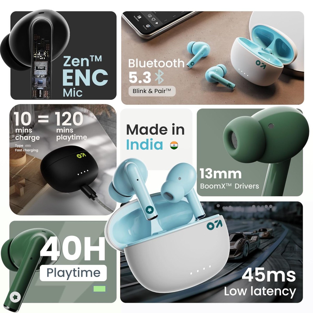 Boult W20 with Zen ENC Mic, 35H Battery Life (Space Black, True Wireless)
