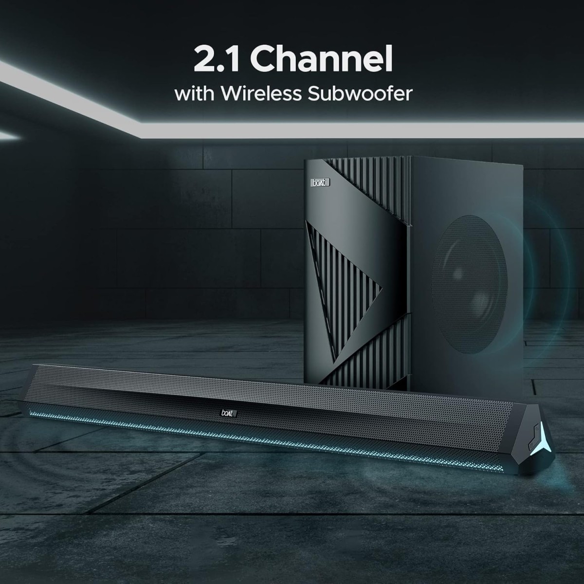 boAt Aavante Bar Chord with Wireless Subwoofer and Dynamic LEDs 160 W Bluetooth Soundbar BLACK