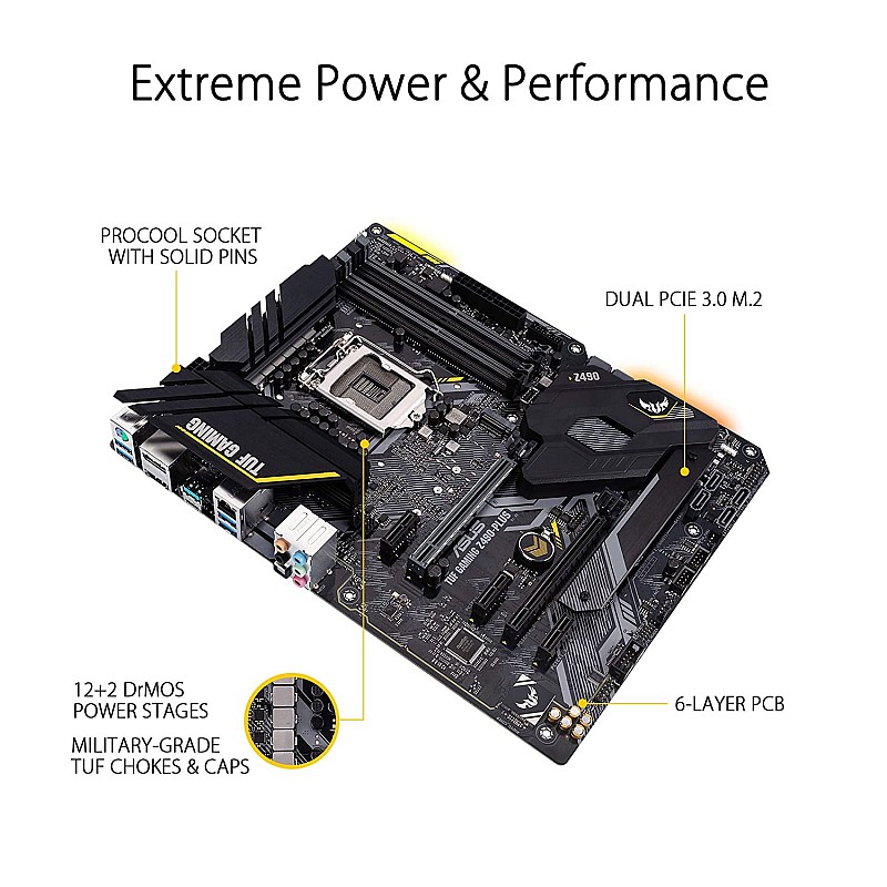 ASUS TUF Gaming Z490-Plus LGA 1200 Intel 10th Gen ATX Motherboard 12+2 Power Stages