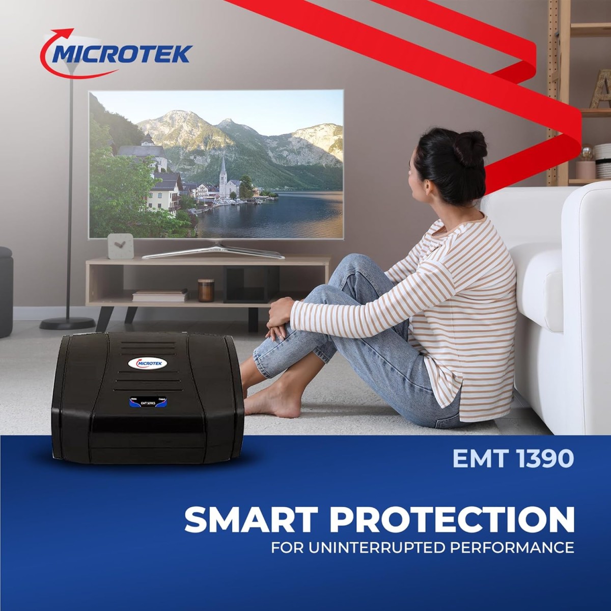 MICROTEK EMT1390 DIGITAL Automatic Voltage Stabilizer Used For Audio Visual System 1 LED TV 122cm (48'')+1 DVD/DTH, Working Power 90V-300±5V With 3 year Warranty (BLACK) MICROTEK EMT1390 DIGITAL Automatic Voltage Stabilizer Used For Audio Visual System 1 LED TV 122cm (48'')+1 DVD/DTH, Working Power 90V-300±5V With 3 year Warranty (BLACK)