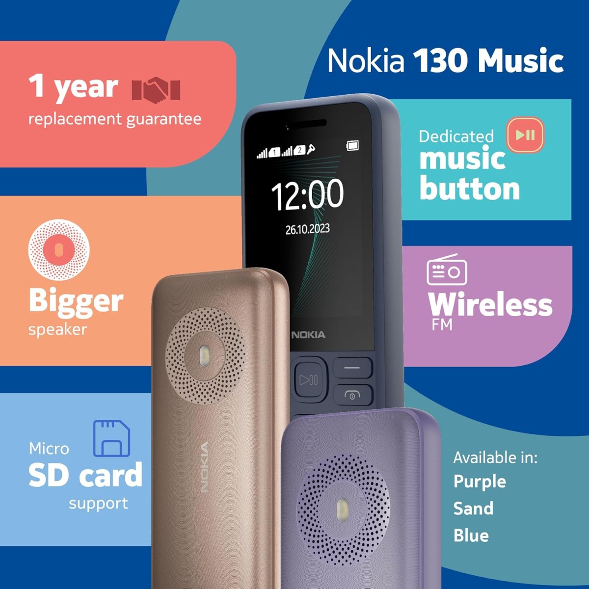 Nokia 130 Dual Sim Black Mobile With Battery and Charger