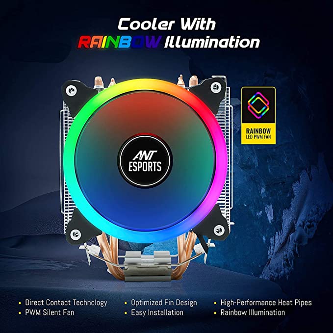 Ant Esports ICE-C612 with RGB CPU Cooler/Fan Support Intel LGA775, LGA1200 Ant Esports ICE-C612 with RGB CPU Cooler/Fan Support Intel LGA775, LGA1200
