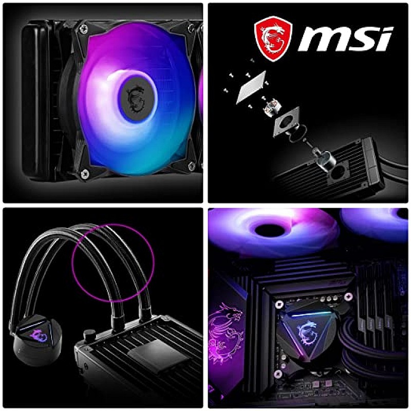 MSI MAG CORELIQUID 360R (AIO Liquid Cooler, 360 Radiator, 3 x 120mm ARGB Fans, Intel 1151/1200/2066, AMD AM4/TR4/sTR4)