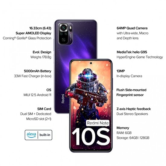 Redmi Note 10S (Cosmic Purple, 128 GB) (6 GB RAM)