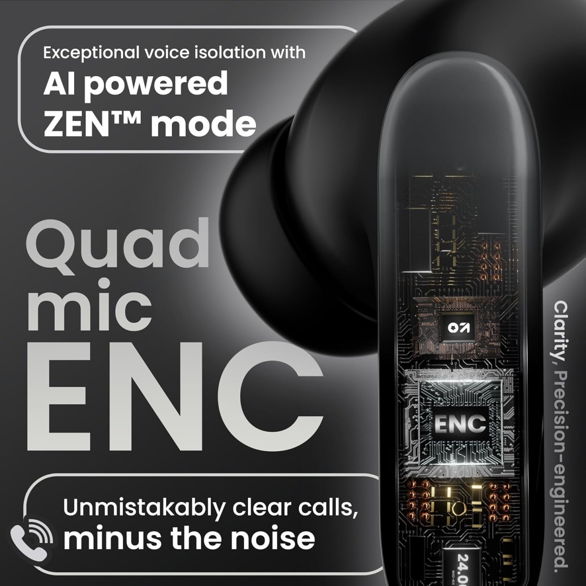 Boult Y1 Pro with Zen Quad Mic ENC, 60Hrs Battery, Fast Charging (Black, True Wireless)