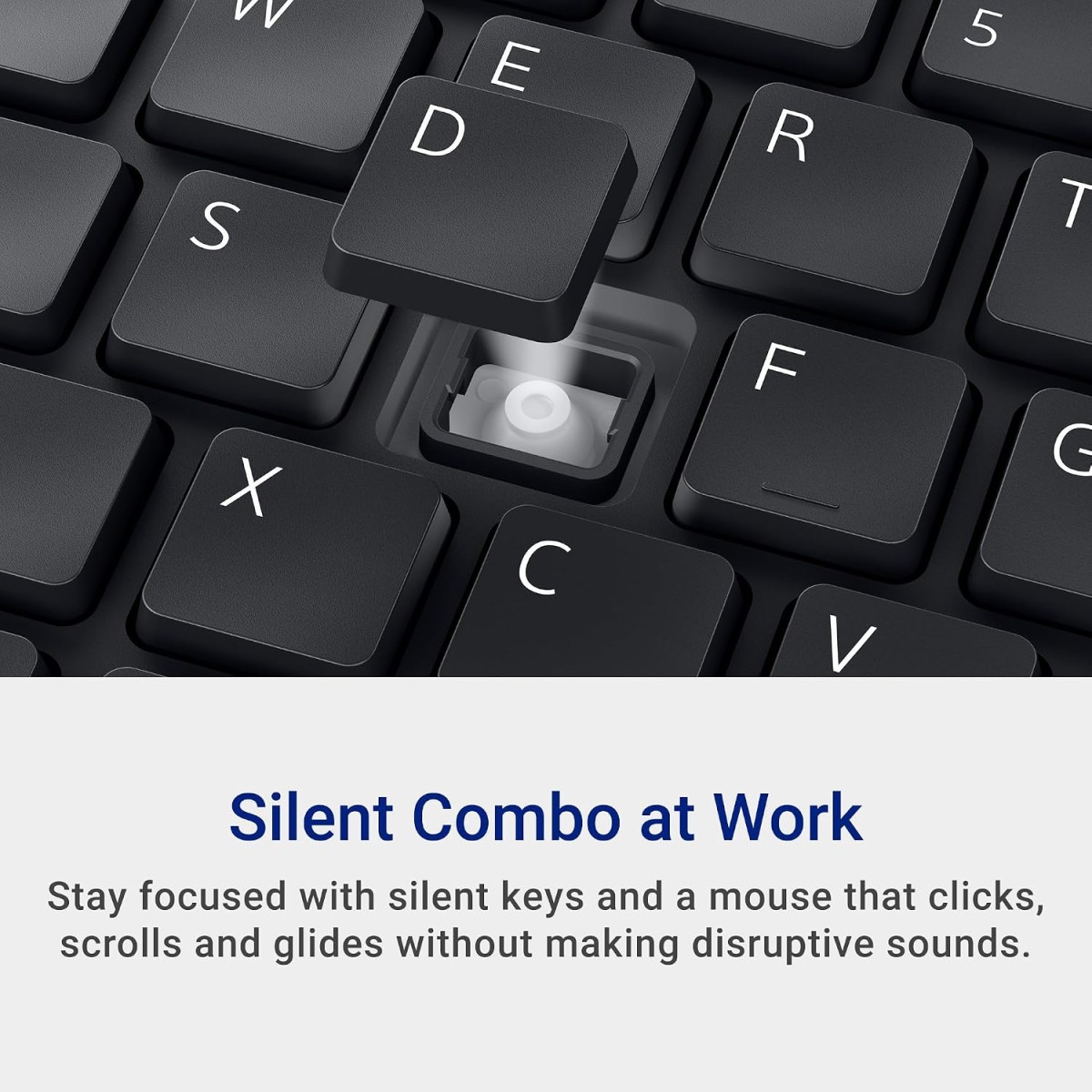 Dell KM555 Silent Keyboard and Mouse, UK QWERTY Layout, Wireless Combo with Silent Keys and Mouse Click, Long Lasting Battery, Black