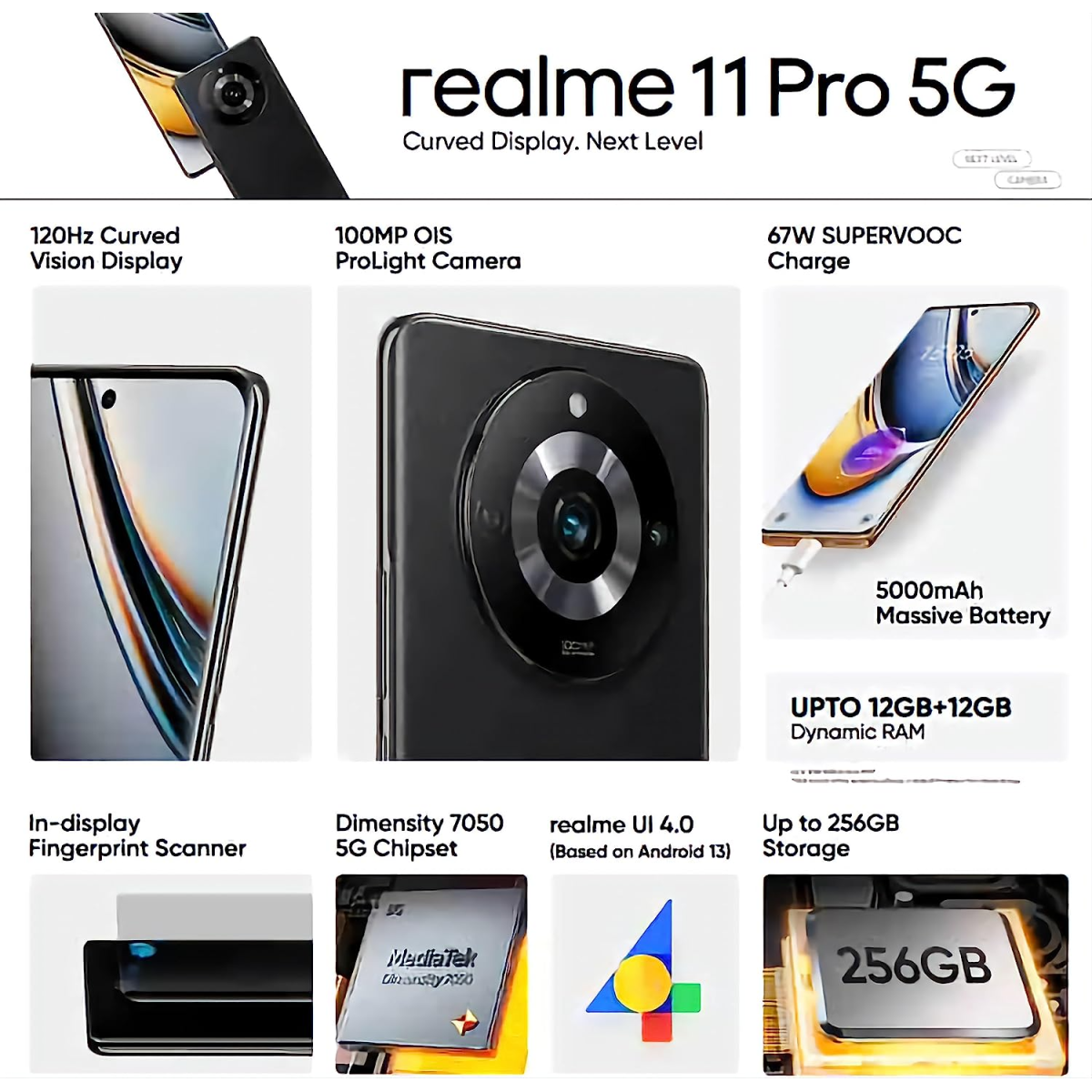 Realme 11 Pro 5G (Astral Black 12GB RAM, 256GB Storage) refurbished