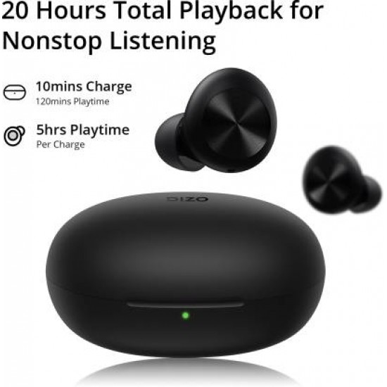DIZO by realme TechLife GoPods D with Enviornment Noise Cancellation ENC Bluetooth Headset Black True Wireless