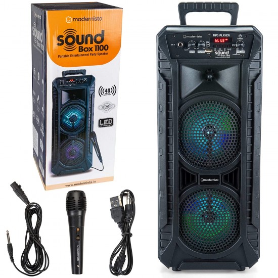 Modernista SoundBox 1100 Bass Boosted 40Watt PMPO Wireless Bluetooth Party Speaker with Wired