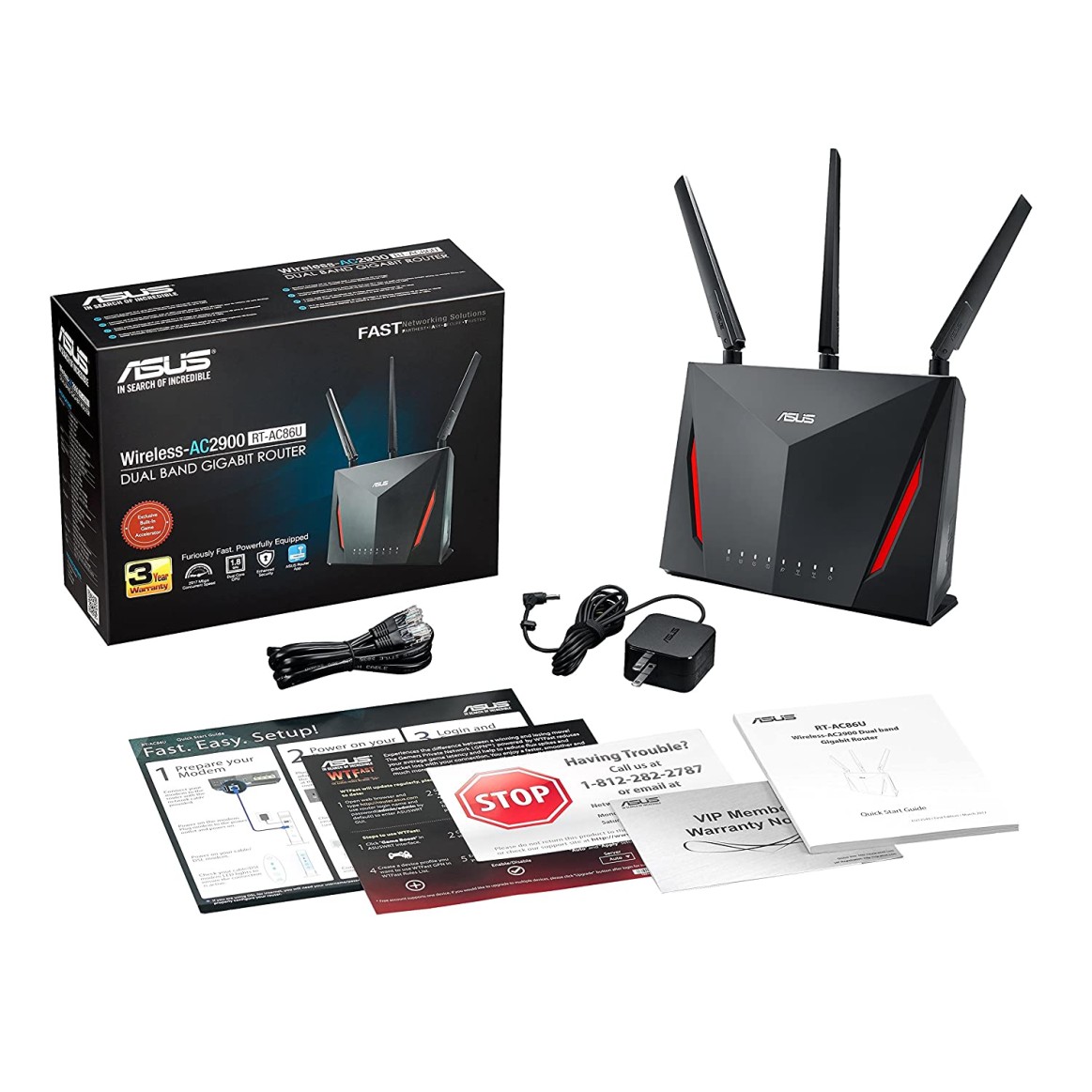 ASUS RT-AC86U AC2900 Dual Band Gigabit Gaming WiFi Router (Black) ASUS RT-AC86U AC2900 Dual Band Gigabit Gaming WiFi Router (Black)