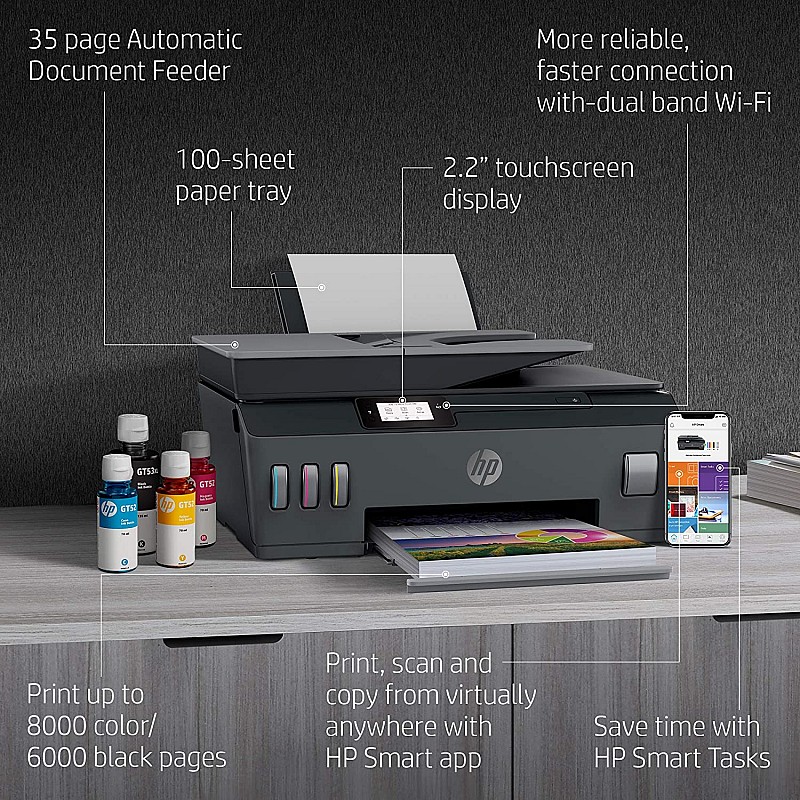 HP Smart Tank 530 Dual Band WiFi Colour Printer (Refurbished )