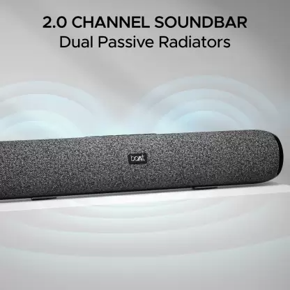 boAt Aavante Bar 590 with 25W RMS, Dual Passive Radiatior & 7 Hours Playback 25W Bluetooth Soundbar (Pebble Black, 2.0 Channel) boAt Aavante Bar 590 with 25W RMS, Dual Passive Radiatior & 7 Hours Playback 25W Bluetooth Soundbar (Pebble Black, 2.0 Channel)