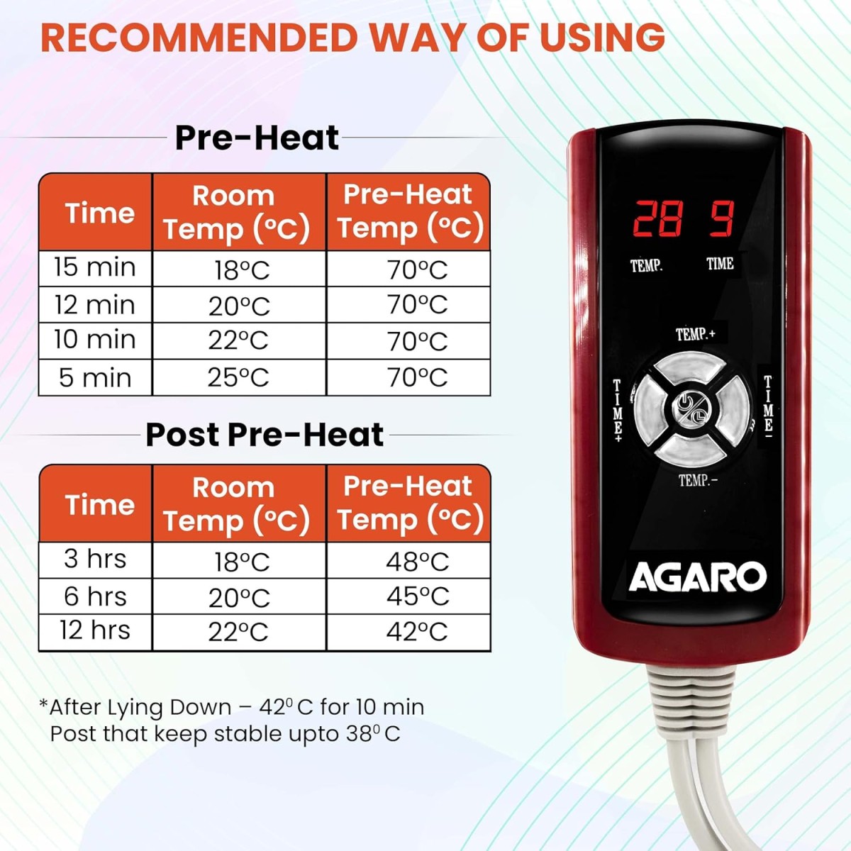 AGARO 683 Stone Hexa Diamond Tourmaline FAR Infrared Ray Therapy Heating Mat, Helps in Muscular and Circulatory Treatment Naturally, Size 60x180 cm, Temperature Controller Max 70C, Overheat Protection