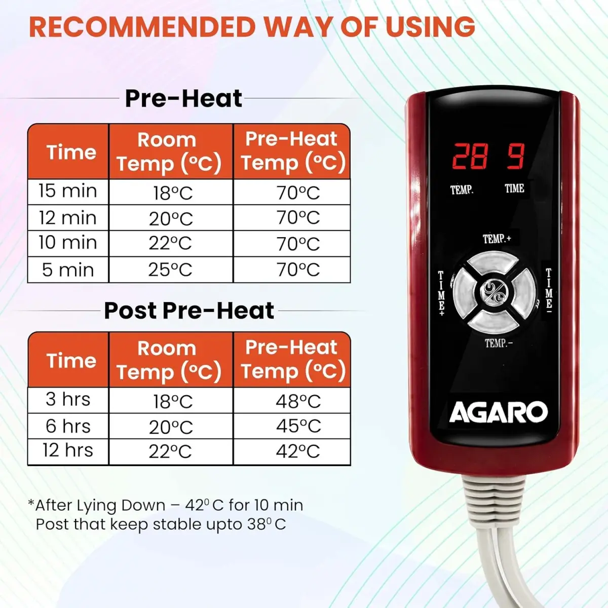 AGARO 683 Stone Hexa Diamond Tourmaline FAR Infrared Ray Therapy Heating Mat, Helps in Muscular and Circulatory Treatment Naturally, Size 60x180 cm, Temperature Controller Max 70C, Overheat Protection