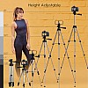 AGARO Adjustable Camera Tripod Stand with Mobile Phones Clip & Camera Holder, Supports Up to 3 Kgs, 66 inches Tall