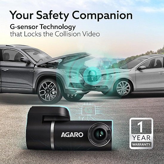 AGARO Alpha Car Dash Camera, Dashboard Recorder, 3MP, 140 Degree Wide Angle, F2.1 Aperture, Full HD, Voice Recorder, 128 GB Micro SD Card Support, Night Vision, G Sensor, Wifi, Loop Recording, DIY Set Up